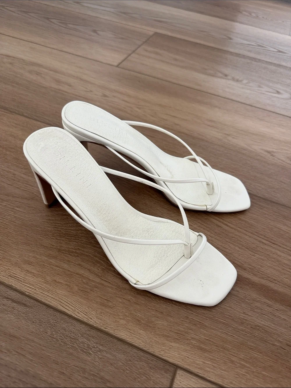 Billini Silas White Strappy Square-Toe Heeled Sandals